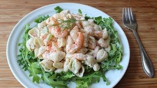 Shrimp amp Pasta Shells Salad  Cold Macaroni Salad with Shrimp Recipe [upl. by Niwroc]