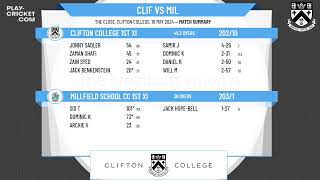 Clifton College 1st XI v Millfield School CC 1st XI [upl. by Brunhild]