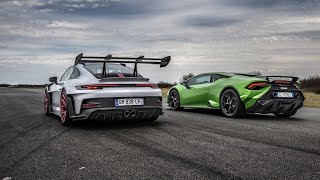 Drag race  992 GT3 RS VS Huracan Tecnica [upl. by Aivul193]