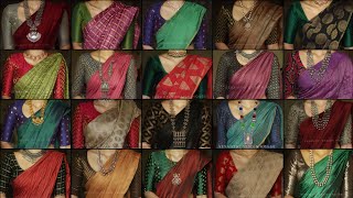 Simple Silk Saree Brocade Blouse Front Neck Designs😍Trendy Brocade Silk Fabric Blouse Designs ❤️ [upl. by Ahsiuqram]