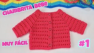 Saquito Tejido a Crochet Para bebe MUY FACIL para principiantes 1 [upl. by Welcher931]