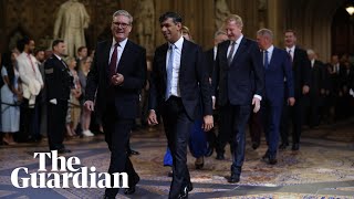 Smiles and chatter as Starmer and Sunak attend Kings speech under Labour [upl. by Braunstein]