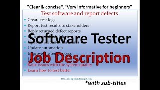 Software Tester Job RoleSoftware Testing Job DescriptionSoftware Testing Work in CompanyQA Tester [upl. by Neumann265]