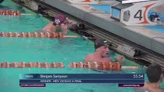 Mens 100 Backstroke A Final  2024 FUTURES CHAMPIONSHIPS SERIES  AUSTIN TX [upl. by Auqenes939]