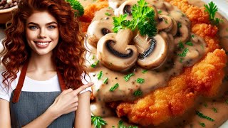 AUTHENTIC German Jägerschnitzel BEST Pork Schnitzel with Mushroom Gravy [upl. by Catharina]