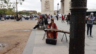 Chinese artist perform at Shanzelize street Paris France [upl. by Tomchay700]