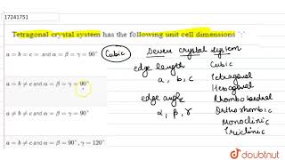 Tetragonal crystal system has the following unit cell dimensions [upl. by Alin752]