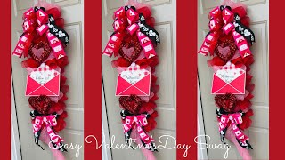 EASY VALENTINE’S DAY YARDSTICK DOOR SWAG ❤️CENTERPIECE ❤️GARLAND ❤️ WREATH DIY❤️HIGH END DECOR [upl. by Asenad]