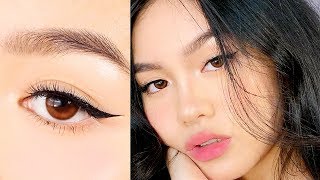 MUSTKNOW TIPS WINGED EYELINER HOODED ASIAN EYES TUTORIAL ♡ Jessica Vu [upl. by Miran]