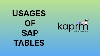 ✅Usages of SAP Table SE16N  KAPRIM [upl. by Tal]