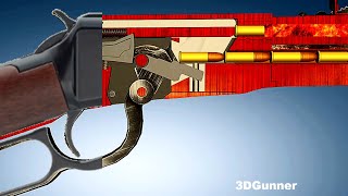 3D Animation How a Henry Lever Action Rifle in 22lr works [upl. by Yllom]