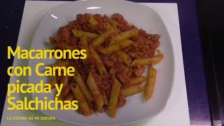 MACARRONES CON CARNE PICADA Y SALCHICAS FRANKFURT [upl. by Nosyk]