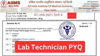 AIIMS Lab Technician Previous year question paper  Lab Attendant Syllabus 2023 labtechnician [upl. by Barthold]