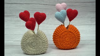 FLORERO TEJIDO EN CROCHET [upl. by Swinton]