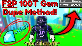 Free to Play 100T GEM Dupe Method in Pet Simulator X ROBLOX [upl. by Airamasor]