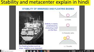 stability and metacentre of a ship expalin in hindi with example [upl. by Nirtiac]