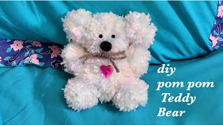 How To Make Teddy Bear With WooldiyWoolen Teddy Bear Making HomeWoolen CraftPom Pom Teddy Bear [upl. by Yesnik314]