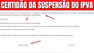 URGENTE EMITA SEU CERTIFICADO DE SUSPENSÃO DO IPVA [upl. by Perlis]