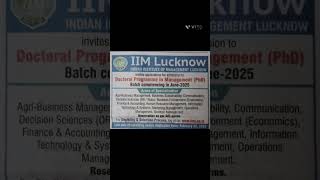 IIM LUCKNOWDOCTORAL PROGRAM IN MANAGEMENT PHD [upl. by Mckay]