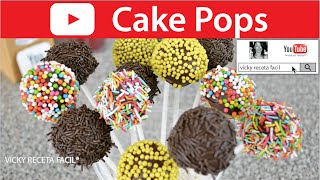 CAKE POPS PALETAS DE PASTEL SIN HORNO  Vicky Receta Facil [upl. by Leumas]