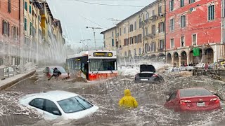 Italy went underwater Heavy flooding sweeps away cars and people in Catania Sicily Europe [upl. by Iclehc104]