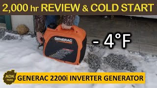 GENERAC 2200i  2000 HOUR Review  COLD START in FREEZING Temperatures [upl. by Assilanna]