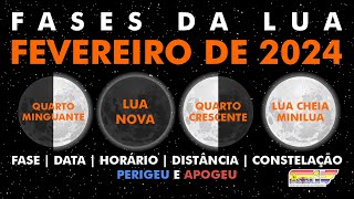 Fases da Lua em fevereiro de 2024 [upl. by Nylirej]