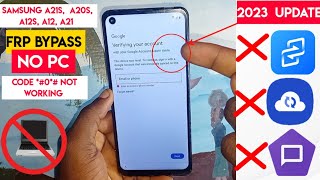 Samsung A21s A12s A20s A21 A12 FrpGoogle Account Lock Bypass  Without Pc  New Method 2023 [upl. by Morville]