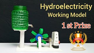 How to make hydro powerplant working model Hydroelectricity science exhibition project working model [upl. by Onaicilef]