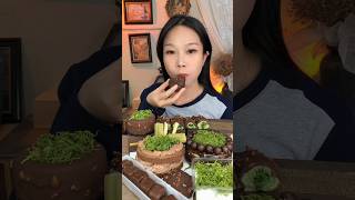 Asmreating Dubai chocolate 🍫🍫P1 mukbang asmreating chocolatecake [upl. by Marybella]