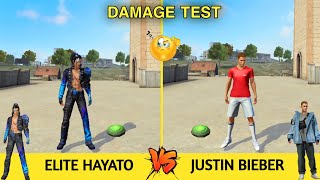 ELITE HAYATO VS JUSTIN BIEBER DAMAGE TEST  GARENA FREE FIRE [upl. by Ojadnama859]