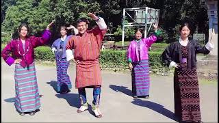 Drukpa Wangdi Known as Druksel in School Dancing with His Students [upl. by Hayotal]