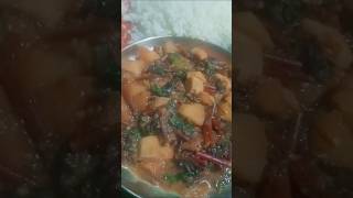 Saga tarkari villagefood recipe u tube shorts 😄😄 [upl. by Enilada]