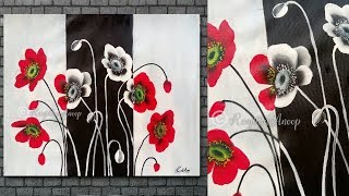 acrylic painting  how to paint flowers  acrylic tutorial  art [upl. by Det343]