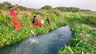 Fishing video🐬🐬✔✔ Two Village Lady amp a Boy Hook Fishing  Best Hook fishing  Fish Girl fishing [upl. by Hollister797]