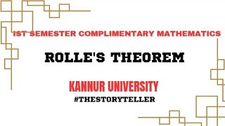 ROLLES THEOREM FIRST SEMESTER MATHEMATICSKANNUR UNIVERSITY [upl. by Shinberg]