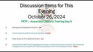 Series 2 Day 8 PKTF Assembly Liaison TrainingOctober 26 2024 [upl. by Inhsor]