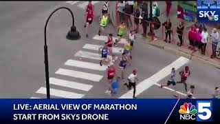 Aerial video Vermont City Marathon start [upl. by Tnaryb]