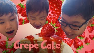 Making a strawberry crepe cake [upl. by Hutchings]