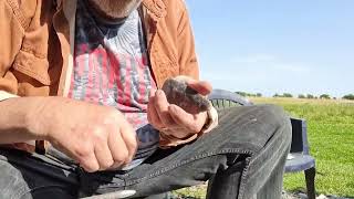 Making a daggerspear blade out of raw Danish beach flint in 30 min [upl. by Karub]