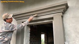 Construction And Decoration Workers Professional Window Frames Using Sand And Cement Bricks [upl. by Einal]