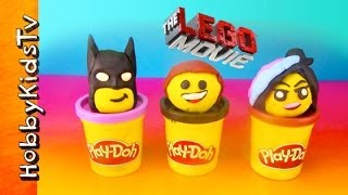 The LEGO Movie PLAYDOH Emmet and Batman Surprise Toy Eggs [upl. by Margi]