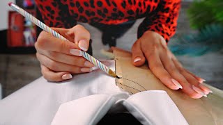 Gentlemens Shirt Making ○ ASMR Whisper ○ Lint Roller Drafting Patterns Pencil Buttons [upl. by Adalbert293]