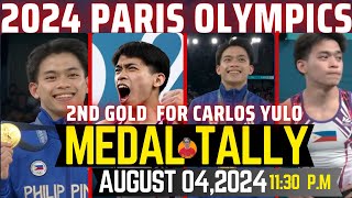 MEDAL TALLY PARIS OLYMPICS 2024 AUGUST 042024CARLOS YULO TWO GOLD MEDALS ONE OLYMPICSGo GongTv [upl. by Elnar]