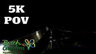 Pantheon Front Row POV at Night LIGHTS OFF 5K  Busch Gardens Williamsburg 2023 [upl. by Munniks]