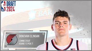 2024 NBA DRAFT Donovan Clingan  Portland Trail Blazers [upl. by Arvin666]