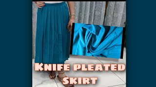 How to do cutting and stitching of knife pleated skirt Satin skirt [upl. by Hgielhsa]