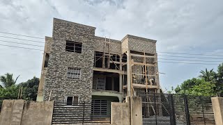 were working in Kasoa Central Region Ghana🇬🇭  Installation of Natural Stone Cladding [upl. by Schurman676]