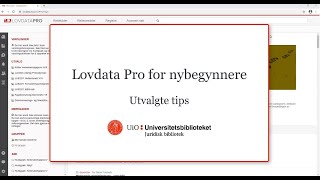 Lovdata Pro for nybegynnere Utvalgte tips fra Juridisk bibibliotek [upl. by Cave685]