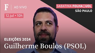 Guilherme Boulos PSOL participa de sabatina FolhaUOL com précandidatos de São Paulo [upl. by Kort]